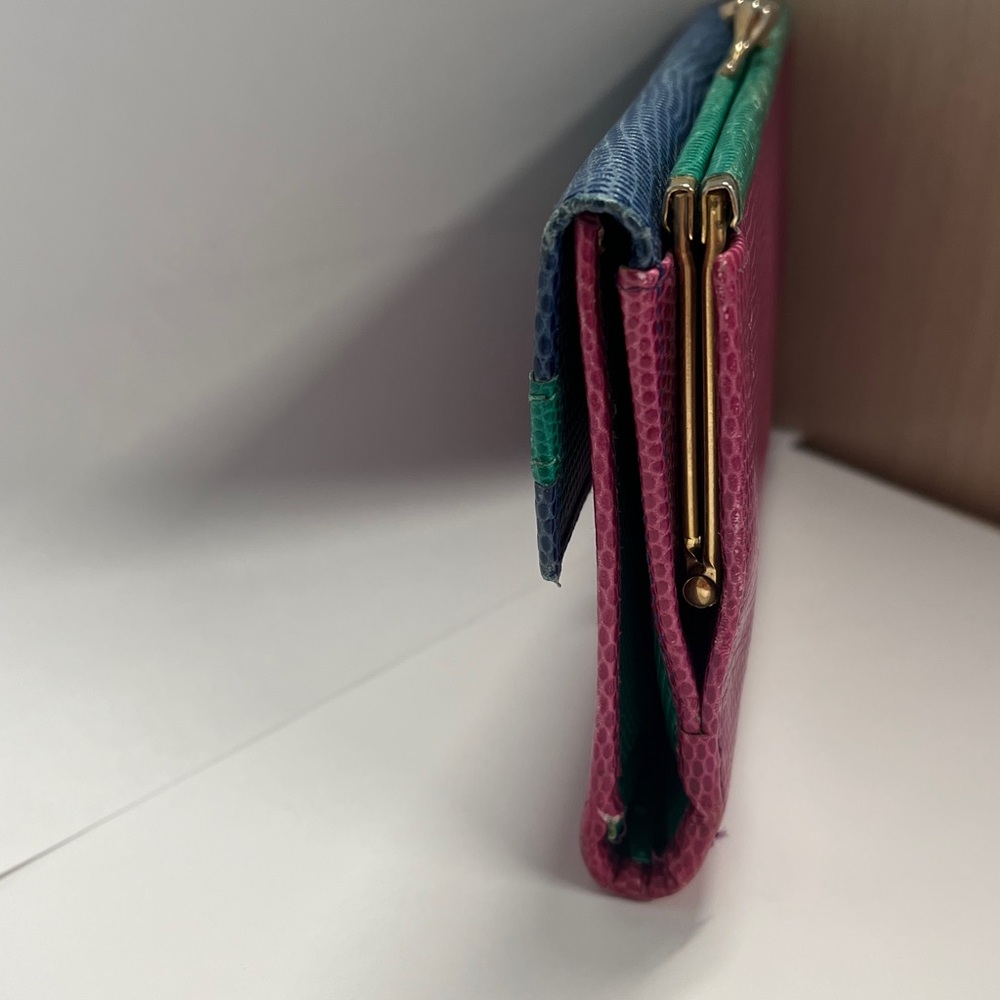 Neiman Marcus Reptile Embossed Multi Color Long C… - image 6